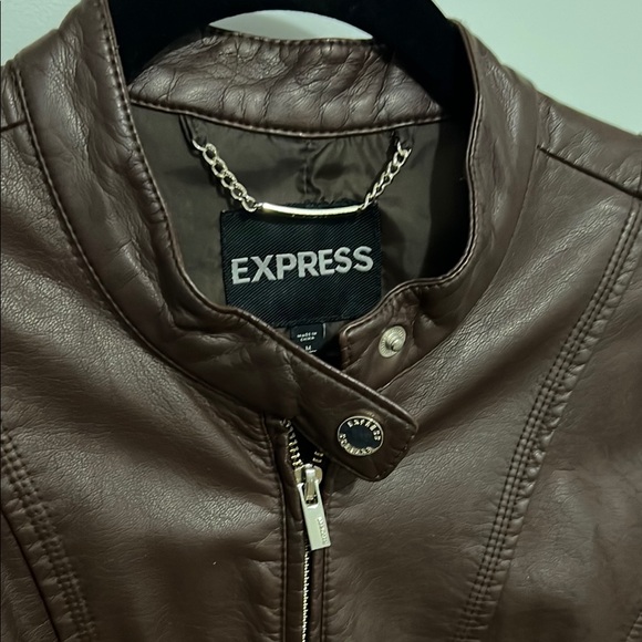 Express Women's Brown Faux-Leather jacket, size M - Picture 2 of 11